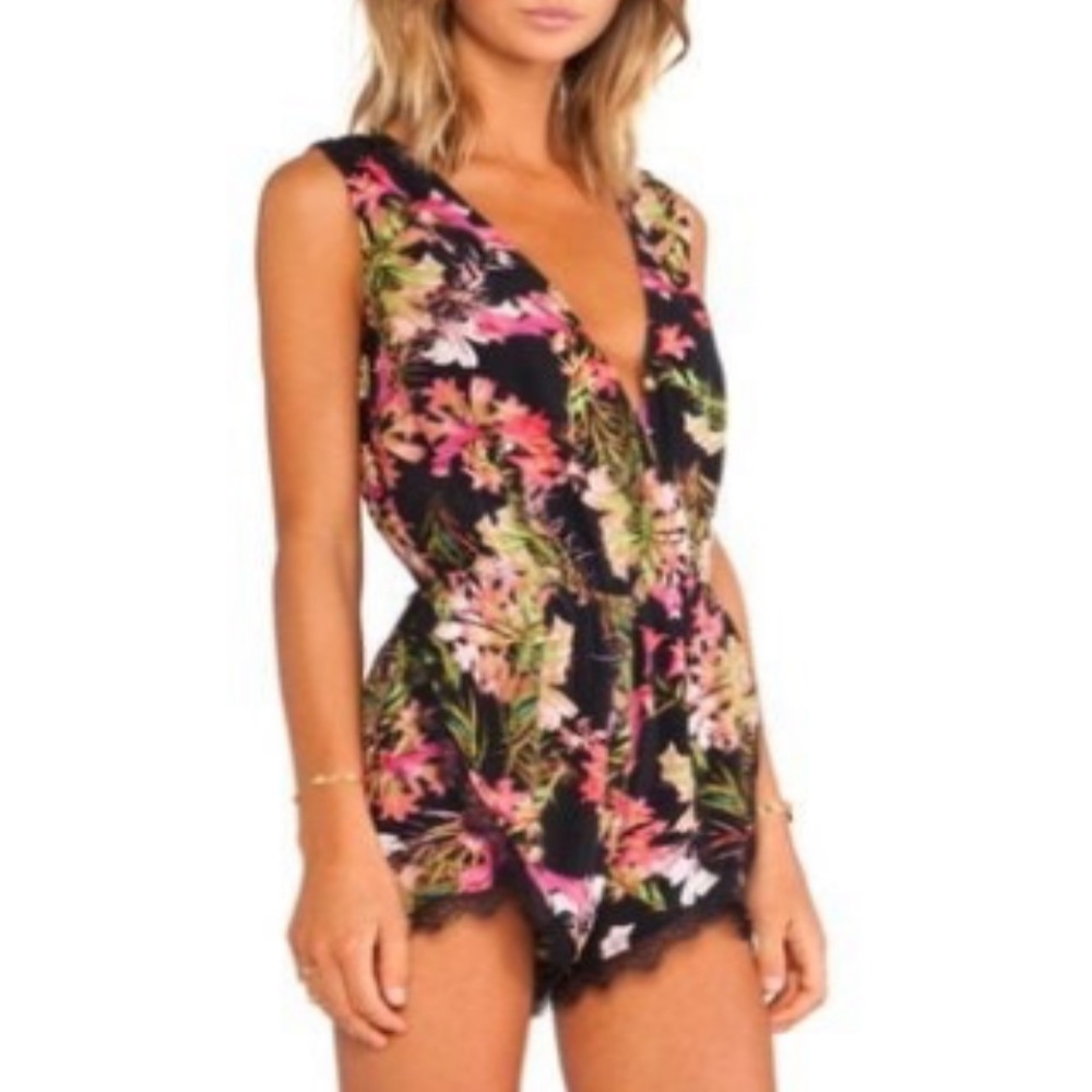 Lovers + Friends Tropical Floral Print Romper